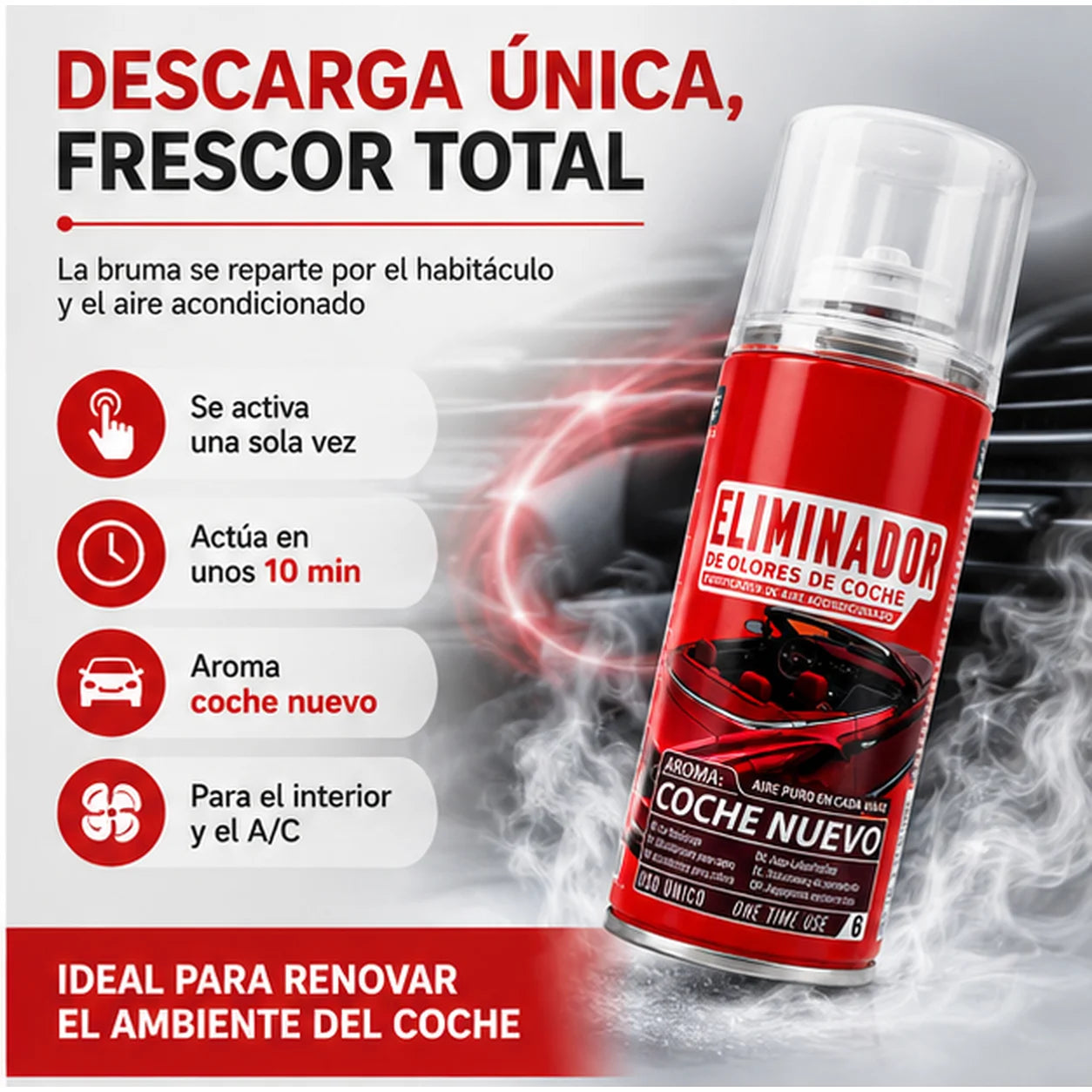 Spray eliminador de olores profesional para automóviles