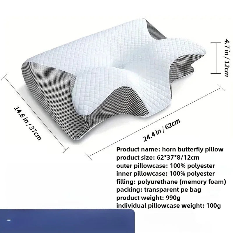 Almohada ortopédica de espuma viscoelástica en forma de mariposa